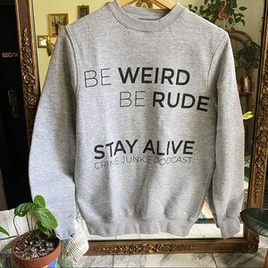 Crime Junkie merch |  XS gray crew neck sweatshirt